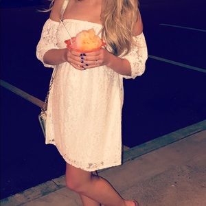 White off the shoulder lace dress